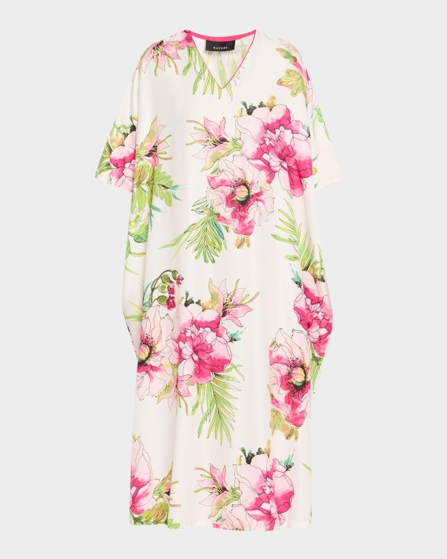 Sonomi Matte Floral-Print Caftan